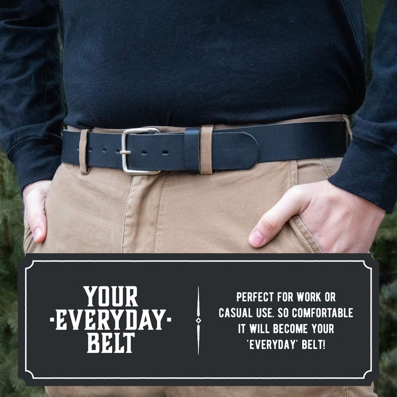 Main Street Forge Journeyman Leather Belt | Made in USA | Black w/Silver Buckle | Size 44 - Image 3